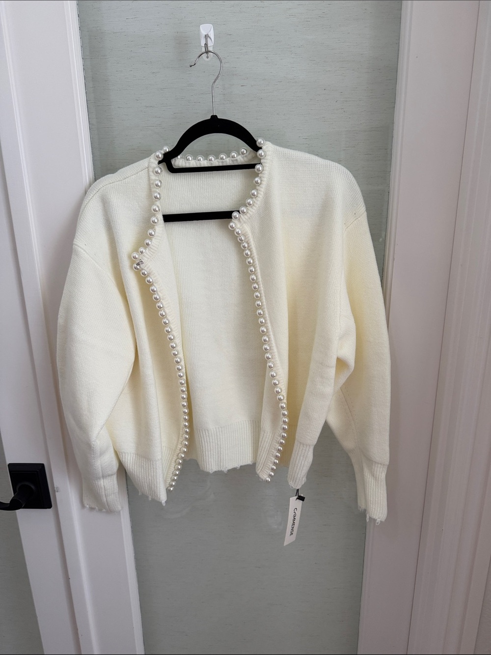 NWT Pearl-Trim Ivory Women's Cardigan Sweater